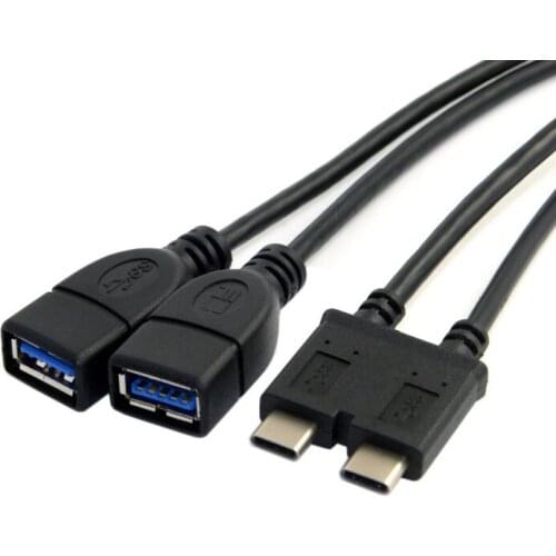Dual USB 3.1 Type-C male to dual USB 3.0 female Cable OTG Data Cable for Macbook type C