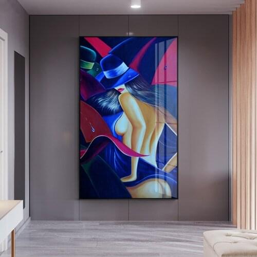 Mystery Sexy Lady With Red Lips Canvas Painting Artistic Modern Girl Poster Print For Living Room Bedroom Wall Art Picture Decor