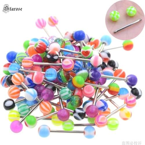 Starose Candy Balls Acrylic Tongue Piercing langue Stainless Steel Nipple Rings Sex Tongue Ring Industrial Piercing Body Jewelry