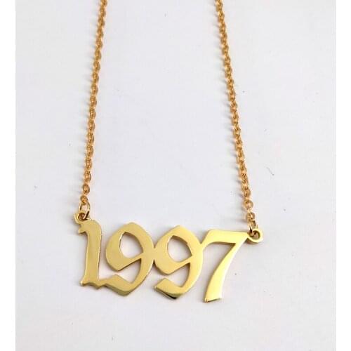 925 Solid Silver Birth Year Necklaces Custom Date Number Arabic Name Pendant Gold Choker Men Women Fashion Jewelry Birthday Gift