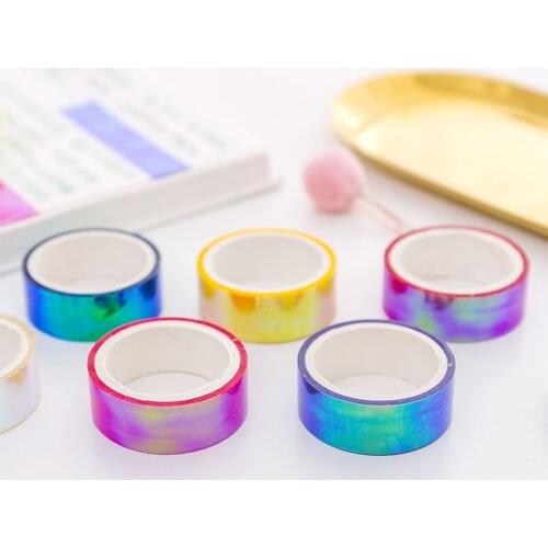 6Colors/Set Laser Rainbow PP Tape Decorative Adhesive Tapes DIY Masking Sticky School Supplies School Stationery Office Tools