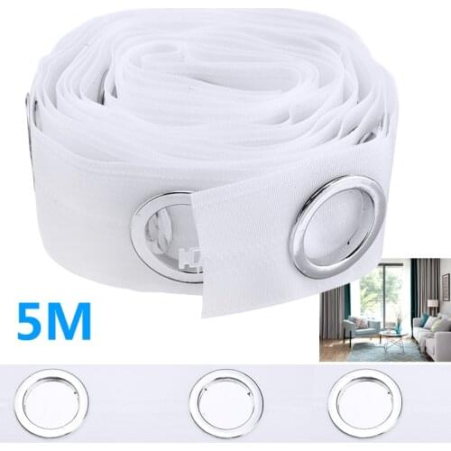 1pc 5 Meters Eyelet Curtain Tape Polyester Iron With 40 Round Eyelet Rings For Curtains Blinds Curtain Accessories