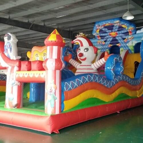 Inflatable slide with castle for kids in amusement park