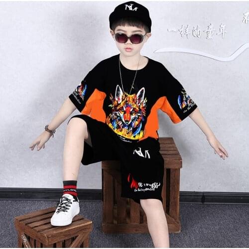 4-14 Years 2021 Summer Boy Clothing Set New Fashion Active Casual T-shirt+ Pant Kid Children Boy Teenager Clothing