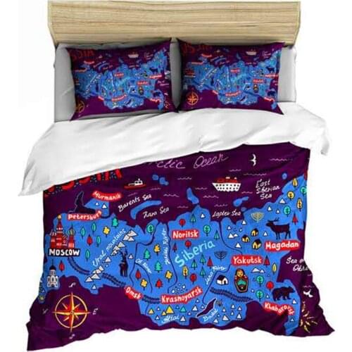 Retro Map Bedding Set Comforter World Map Duvet Cover Set With Pillowcase Queen Winter Bed Set King 3D Bed Linen Home textile