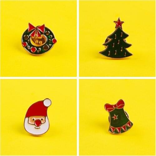 Merry Christmas Metal Badges For Clothes Set Enamel Pins Decorative Pin Accessories Icon On a Backpack Brooches Paired Jewelry