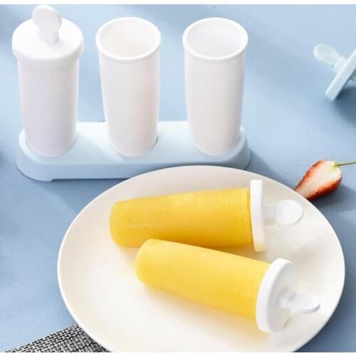 2Pcs 3 Cells Lollipop Handle Summer Homemade Ice Cream Ice-lolly Mold Popsicles Moulds Tray Kitchen DIY Accessories