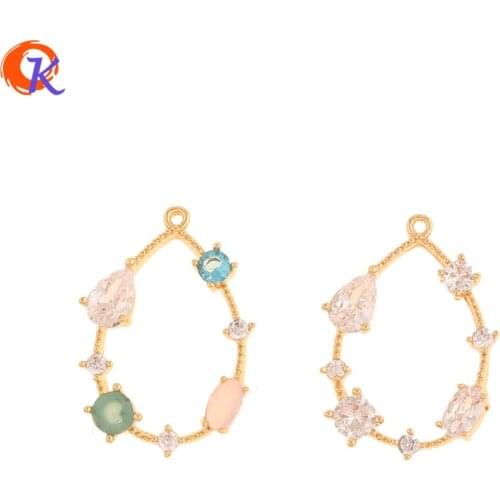 Cordial Design 20Pcs 17*23MM Jewelry Accessories/Hand Made/CZ Charms/Genuine Gold Plating/DIY Earrings Making/Rhinestone Pendant