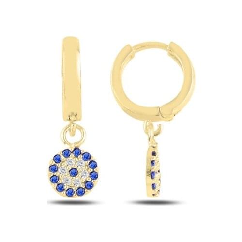 Silver 925 Sterling Dangle Society Eye Zircon Cubic Zirconia Hagi Earrings