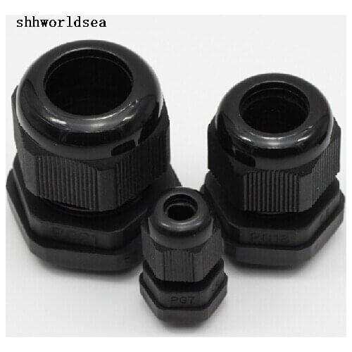 Shhworldsea 100pcs Compression Cable Glands Black Waterproof IP68 M12M16M18M20M22M24M26 Stuffing gland Safty Quality car cable