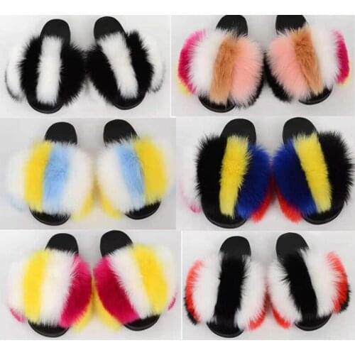Women Summer Faux Fur Slides Vendor Bulk Warm Winter Soft Ladies House Fur Slider Slippers Faux Fur Slippers Plush Flip Flops