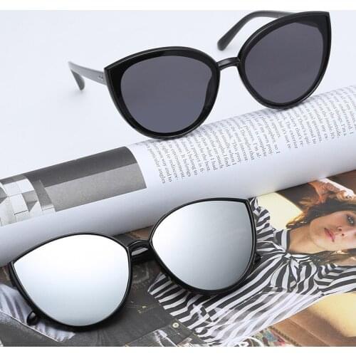 Cat Eye Mirror Sunglasses Women Vintage Brand Designer Oversized Sun Glasses Ladies Colorful Eyewear Multicolor UV400