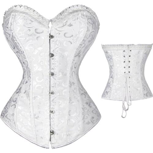 Spiral Steel Boned Corset Sexy Jacquard Overbust Corset With Lace Ruffle For Women Plus Size Waist Corset And Bustier S-6XL