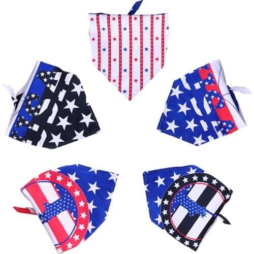 Stars and Stripes Pattern Dog Triangle Scarf Pet saliva towel Dog personality scarf Pet supplies Cat fashion neck circumference