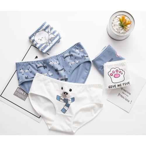 Panties For Women Cat Bear Claw Girls Briefs Cute Lingerie Cotton Cartoon Breathable Ladies Underwear Female Panty UW25