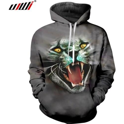 UJWI 3D Hoodies Printed Ferocious Cat Streetwear Plus Size 6XL Garment Hombre Autumn Hoody Hoodies Sweatshirts Man Loose