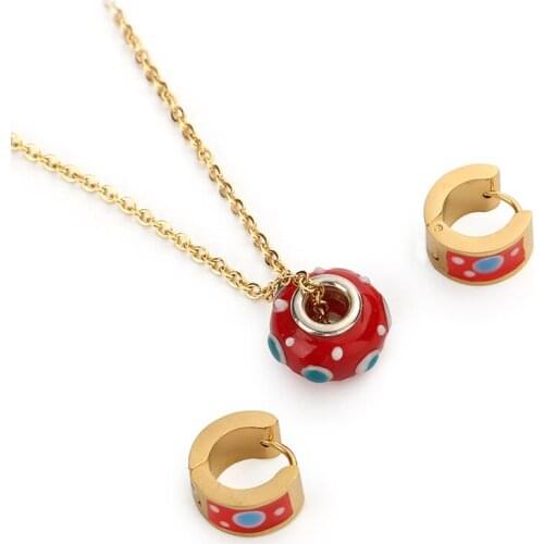 Women Jewelry Set Fashion Bead Necklace Charm Earring Long Chain Necklace For Girl Stainless Steel Classic Design to Party