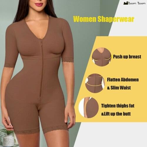 Women Fajas Colombianas Post Surgery Recovery Shapewear Flatten Abdomen Reductoras Y Modeladoras Mujer Zipper Bodysuit