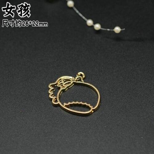 10pcs little Boy girl candy Metal Frame Pendant Gold Charm Bezel Setting Cabochon Setting UV Resin Charm Jewelry Making Findings