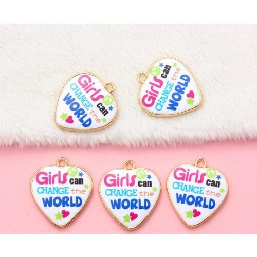 10pcs Gold Color Tone Heart Letter Pendant Charms For Bracelet Necklace Enamel Charms For Bracelets DIY Handmade Craft Gift