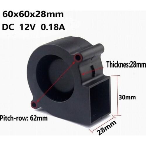 Gdstime 100 pcs 60mm x 28mm DC 12V Cooling Fan Blower 60x28mm 2Pin 2-Wire 6028s 6cm Brushless Heatsink Cooler