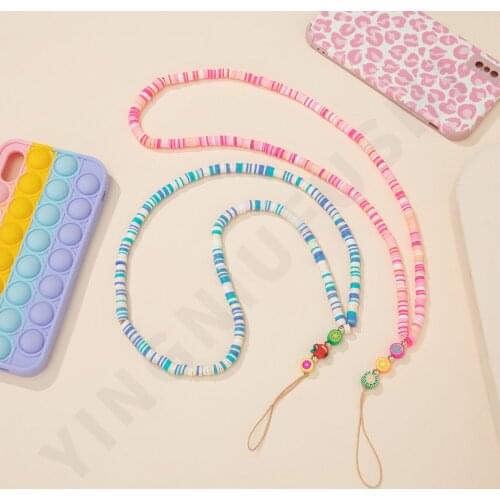 2021 Colorful Acrylic Bead Long Mobile Phone Chain Cellphone Strap Anti-lost Lanyard For Women Jewelry Bracelet Accessories