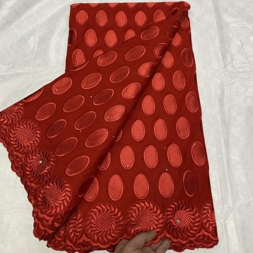 2021 Latest French Net Lace Fabric African 100% Cotton Embroidery Swiss Voile Lace in Switzerland 5 Yards For Women Dress A3126