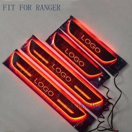 4PCS Acrylic Moving LED Welcome Pedal Car Scuff Plate Pedal Door Sill Pathway Light For Ford Ranger T6 T7 2012-2017