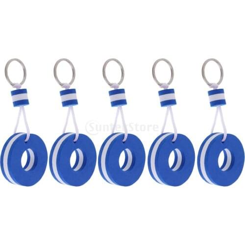 5 Pieces Marine Yachting Boating Floating Key Chain Key Ring- Buoy Shaped Blue