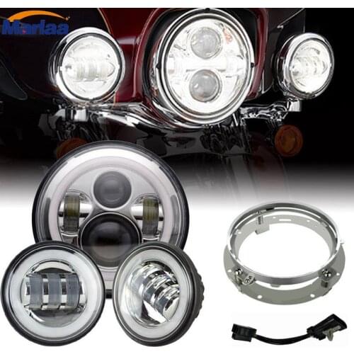 7inch LED Headlight & 4.5inch Passing Lamps Fog Driving Lights with DRL & Adapter Ring for Motorcycle