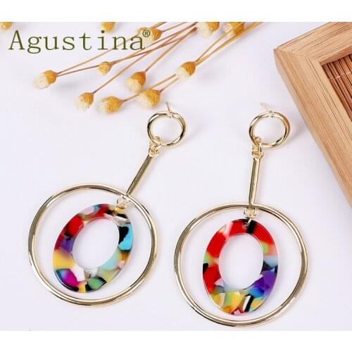 Agustina Acetate Fashion Earrings Jewelry Girls Drop Earrings Green Long Earrings for women Punk Earring Bohemian Stud Earings