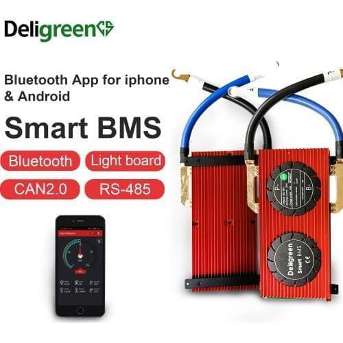 Deligreen Smart BMS 13S 80A 100A 120A LiNCM Battery BMS for 54.6V Battery pack with Bluetooth CAN with LCD touch screen
