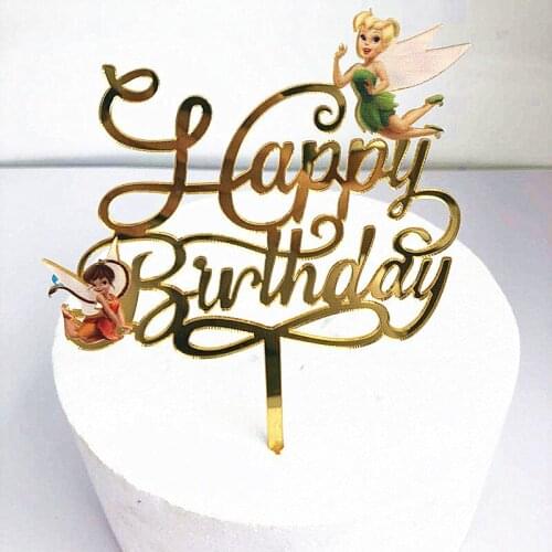 Acrylic Fairy Girls Happy Birthday Cake Topper Cartoon Cute Princess Cake Topper For Birthday Party Cake Decorations Baby Shower