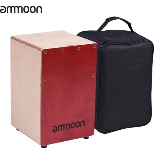 Ammoon Wooden Hand Drum Cajon Box Drum Children Kids Persussion Instrument Birch Wood with Adjustable Strings Carrying Bag