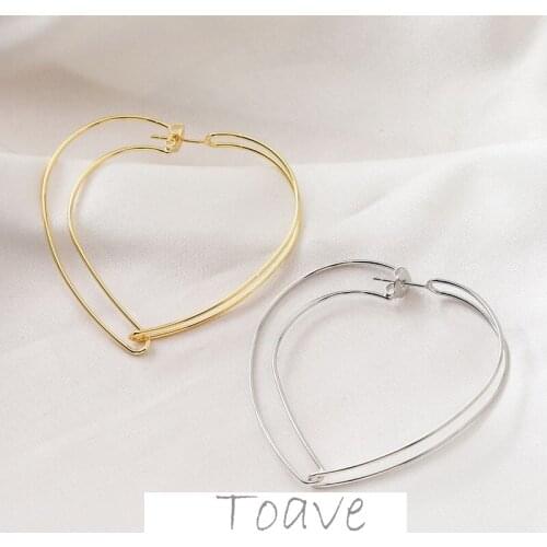 Colored copper plated 18K bag gold hollow big peach heart love earrings diy hand-made material accessories