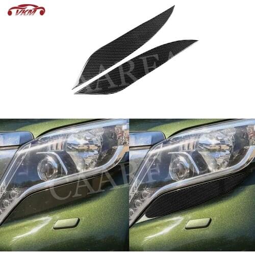 Carbon Fiber Front Lamp Headlight Lower Eyelids Trim Cover Decorative Stickers For Toyota Land Cruiser Prado 2014-2017