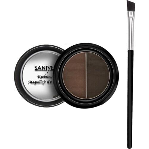 Lazy Two-Color Eyebrow Powder Cream Brush Waterproof Long Lasting Enhancers Smooth Powder Natural