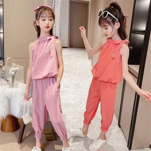 Girls Clothes Set Vest + Pant Girls Clothing Casual Style Clothes For Girls Summer Childrens Tracksuits 6 8 10 12 13