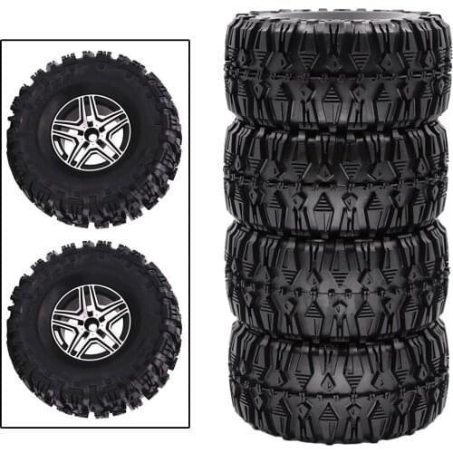 4pcs RC 2.2'' Rubber Tyres Set for SCX10 1:10 RC Rock Crawler Replacement