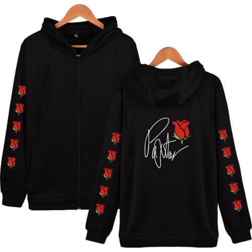 Payton Moormeier Oversized Zip Up Hoodie Women Men Harajuku Rose flower Sweatshirt Winter Fleece Zipper Hooded Jacket Warm Coat