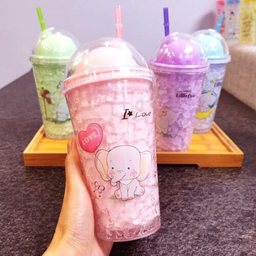 Summer Ice Water Cup Girl Creative Small Daisy Gift Sippy Cup Double Plastic Cup Water Bottle With Straw Drinking