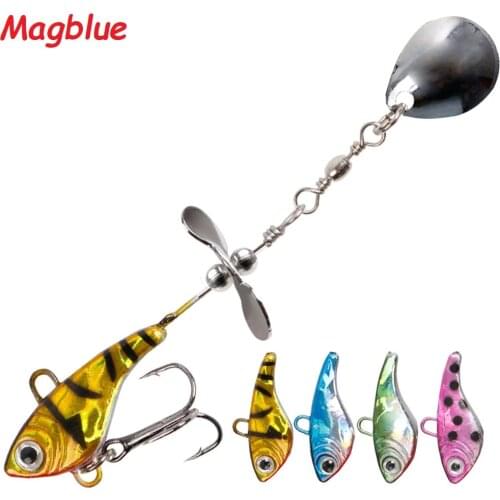 MAGBLUE 1pcs/lot Rotating Metal VIB vibration Bait 12g/3cm propeller Spinner Spoon Vibration Fishing Lures Jigs Trout Pesca