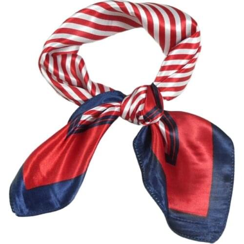 Fashion Red Streak Women Silk Scarf,Satin Polyester Small Square Scarves Printed,Professional Red Streak Silk Scarf 52*52cm