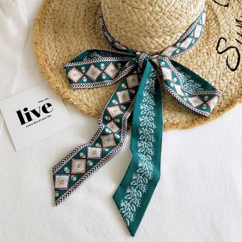 MoriBty Women Fashion Show Scarf Long Skinny Neck Ties Neckerchief Foulard Femme Hair Ribbon Headbands Luxury Retro Hat Wraps