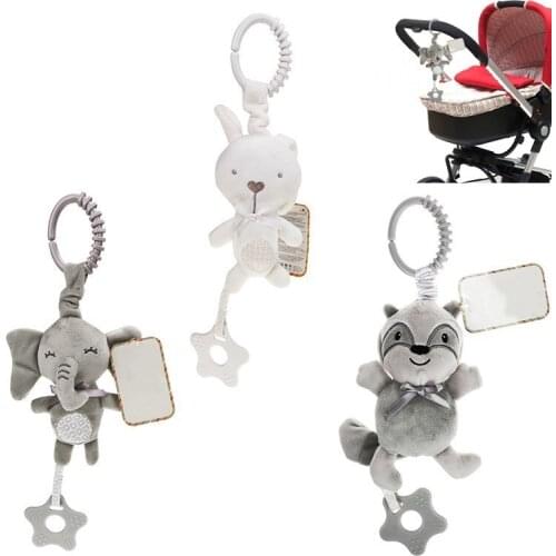 Soft Infant Crib Bed Stroller Mobile Hanging Rattle Toys Baby Rabbit Elephant Cat Toy Trolley 0-12 Newborn Plush Educational