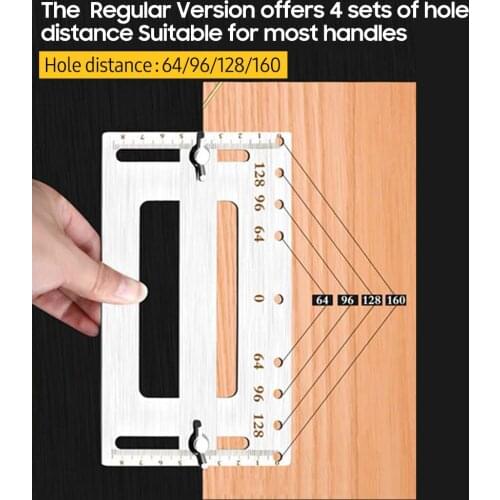 Stainless Steel Punch Locator for Door Furniture Handle Woodworking Hole Drill Guide with Scale for Cabinet Drawer