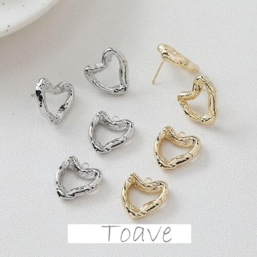 Irregular concave-convex surface silver needle with hanging diy pearl earrings hand-made material accessories