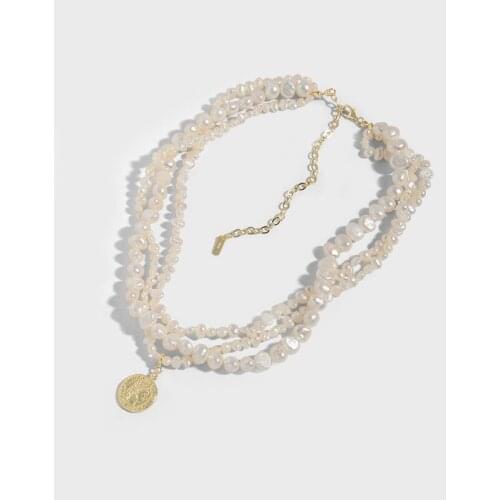 S925 sterling silver INS niche design light luxury multi-layer special-shaped beads francs necklace Choker For Women Party