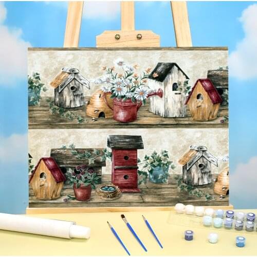 Landscape House Coloring By Numbers Painting Complete Kit Oil Paints 40*50 Canvas Painting Handmade Crafts Adults Drawing