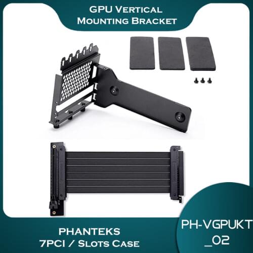 Phanteks Vertical Universal Bracket, 7+ PCI Slots Case Modding Used Support+PCI-E 16 Riser Cable GPU Mounting Kit, PH-VGPUKT_02